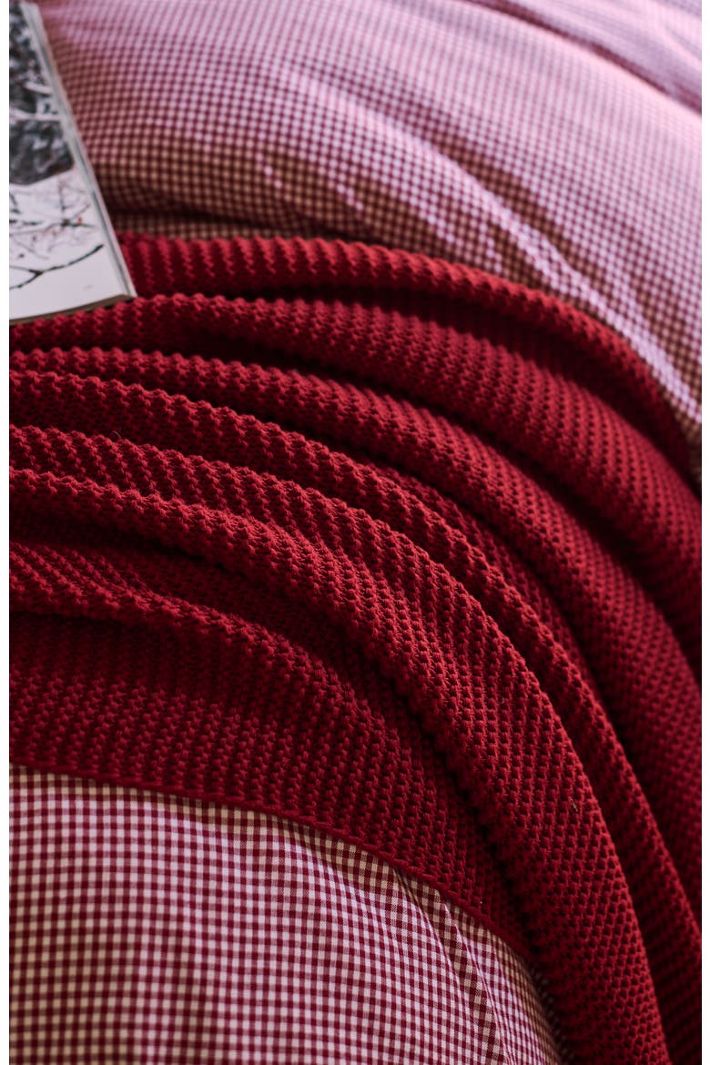 Oslo Chunky Knit Super Soft Cotton Throw, Alternate, color, Red