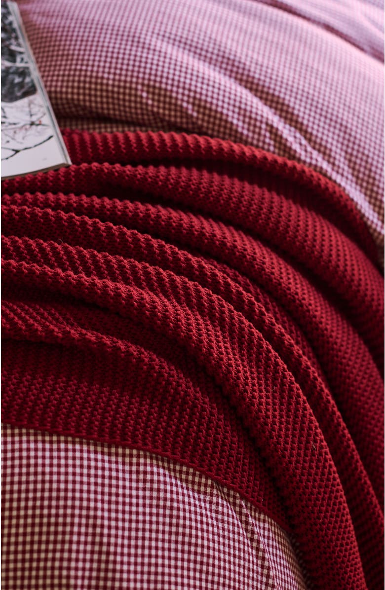 CHRISTY Oslo Chunky Knit Super Soft Cotton Throw, Alternate, color, Red