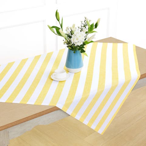 Linen Table Throw 52 x 52 Inch - Cabana Stripe