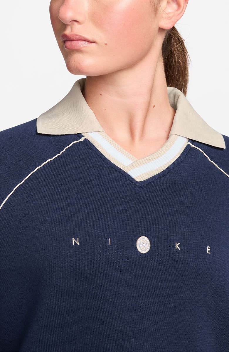 Nike Sportswear Phoenix Johnny Collar Fleece Sweatshirt, Alternate, color, 410 Mnnavy/Ltowbr