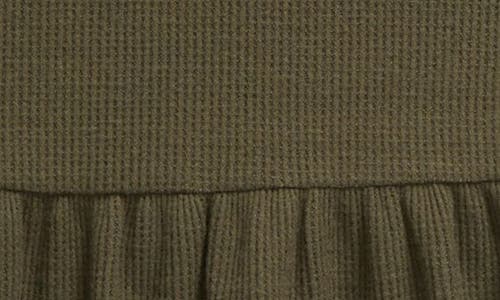 Treasure & Bond Kids' Waffle Knit Peplum Top In Olive Sarma