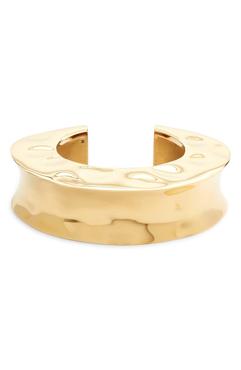 Saint Laurent Hammered Organic Wavy Cuff Bracelet, Main, color, Brass Gold