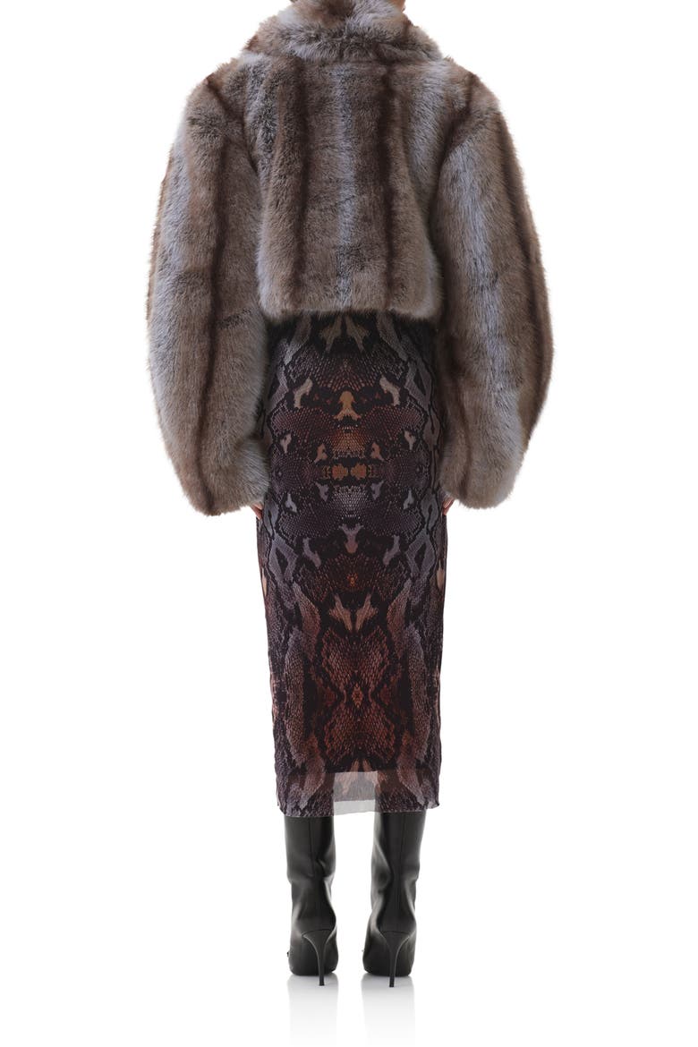 Stephanie Stripe Faux Fur Jacket, Alternate, color, LILAC BROWN