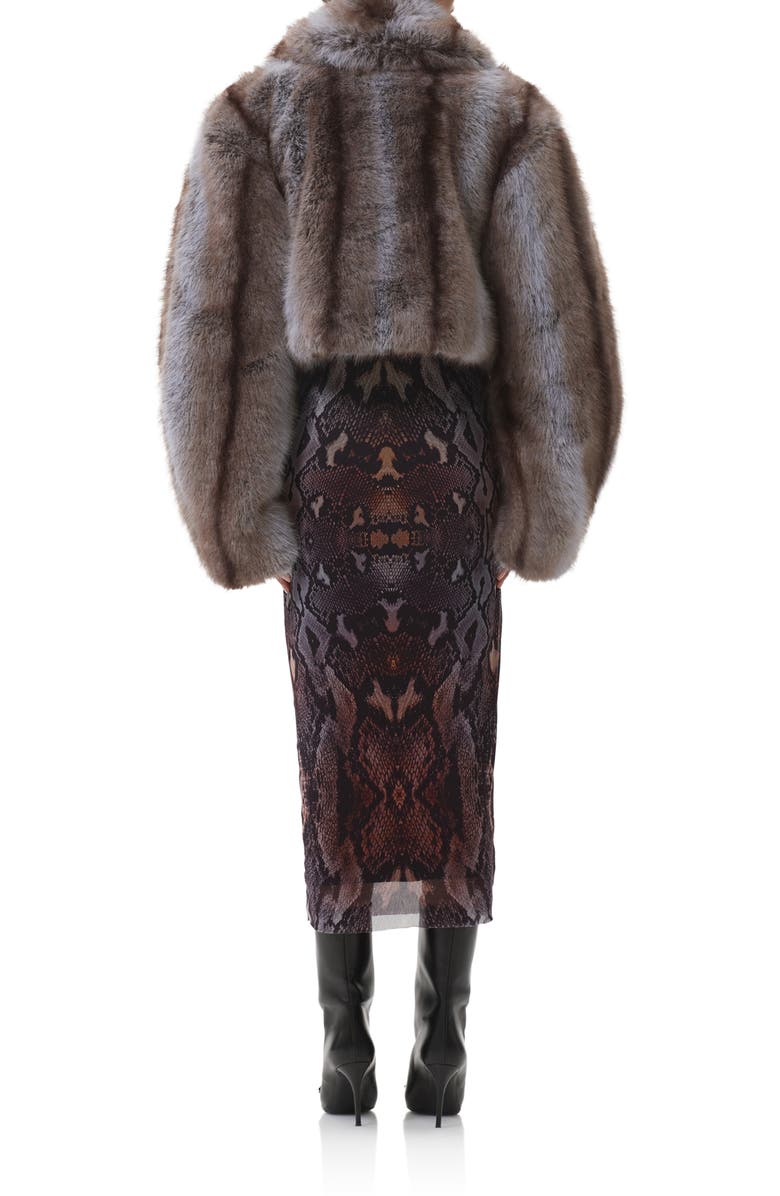 AFRM Stephanie Stripe Faux Fur Jacket, Alternate, color, Lilac Brown