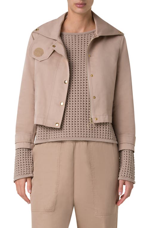 Akris Punto Water Repellent Taffeta Crop Jacket In Beige