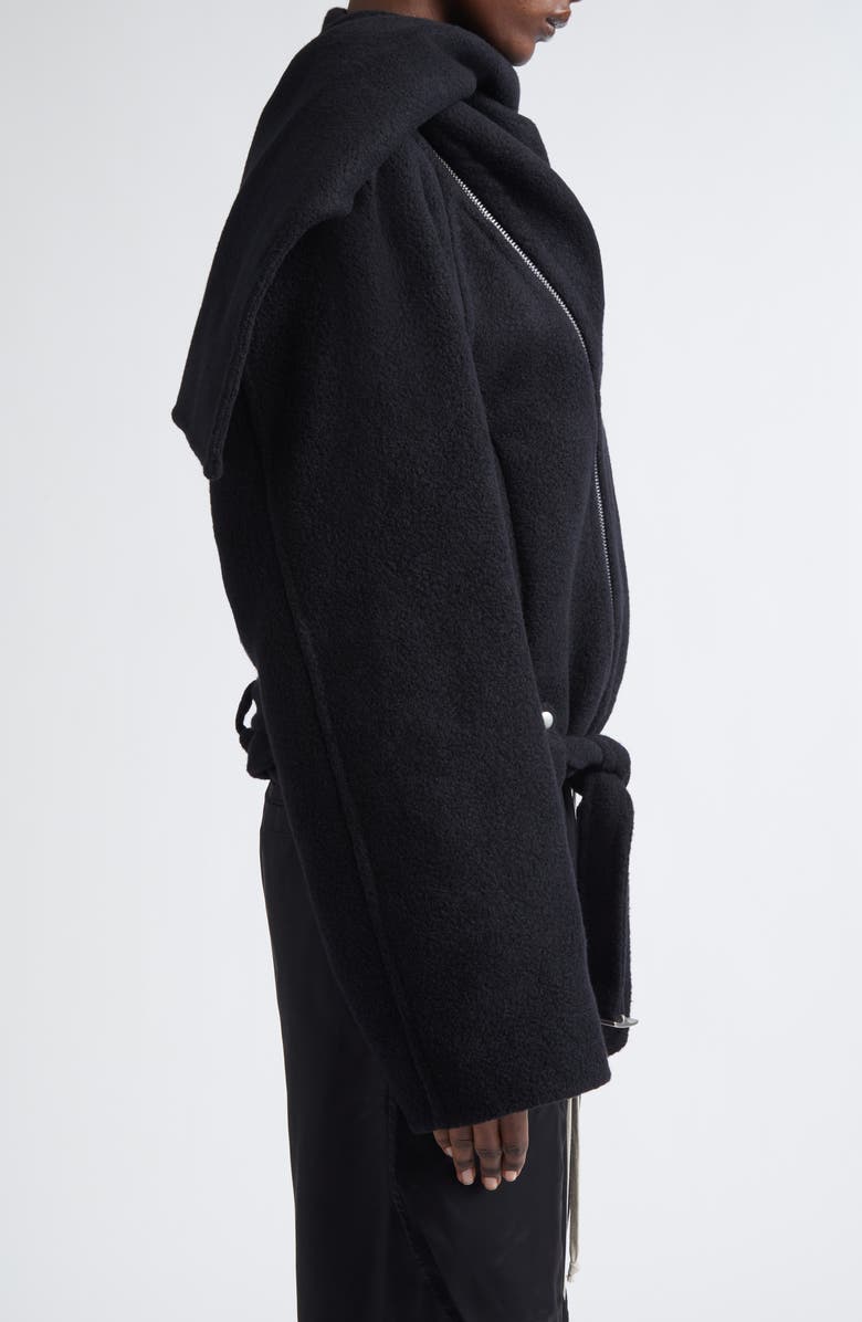 Rick Owens Concordians Cashmere Crop Flight Jacket, Alternate, color, Black