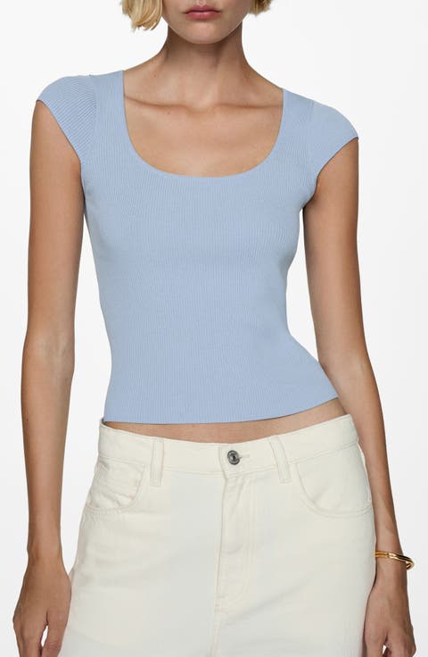 Short Sleeve Rib Sweater