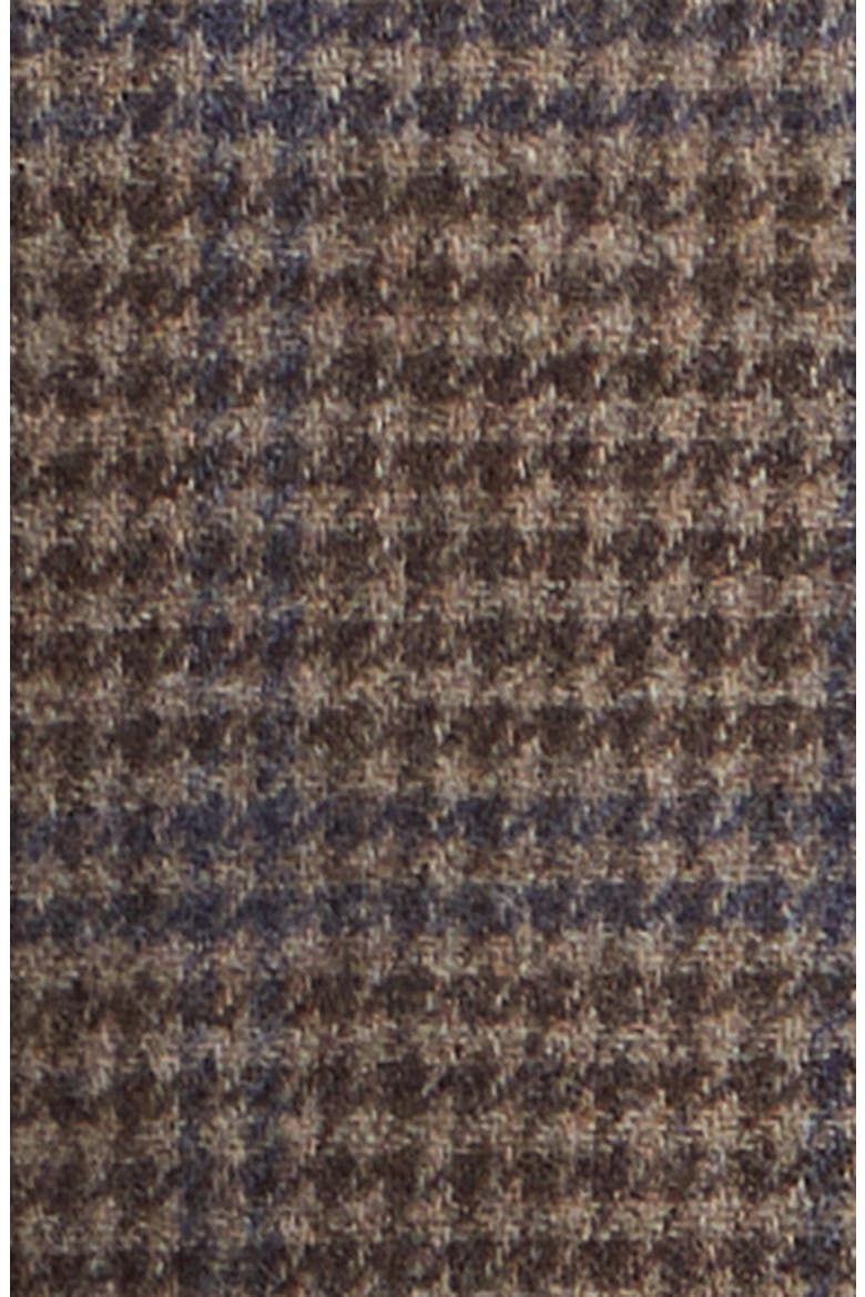 Houndstooth Check Wool, Cashmere & Silk Double Cloth Long Coat, Alternate, color, BROWN