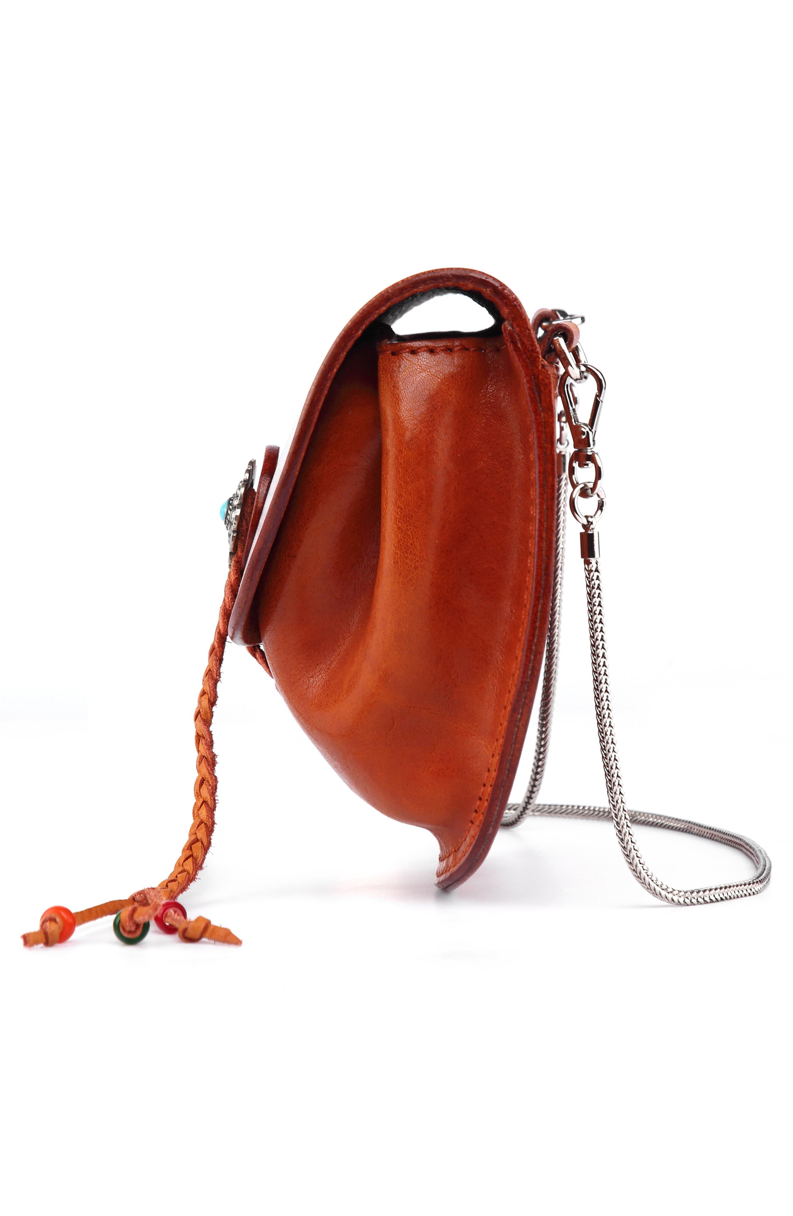 Leather Chain Crossbody Bag, Alternate, color, COGNAC