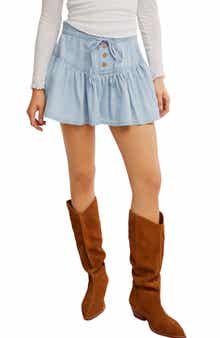 Free People Roselle Drawstring Denim Miniskirt