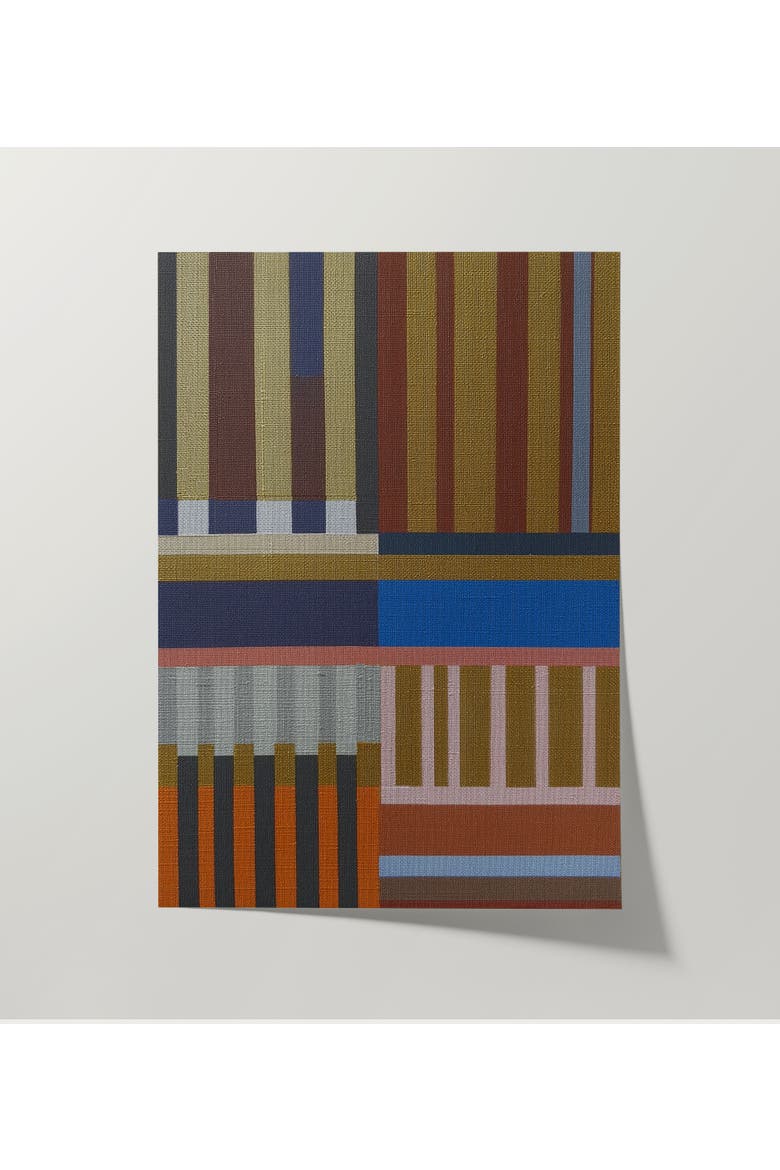 Woven Perspectives No. 03 Geometric Abstract Art Print, Alternate, color, Natural Oak Frame - 30x40