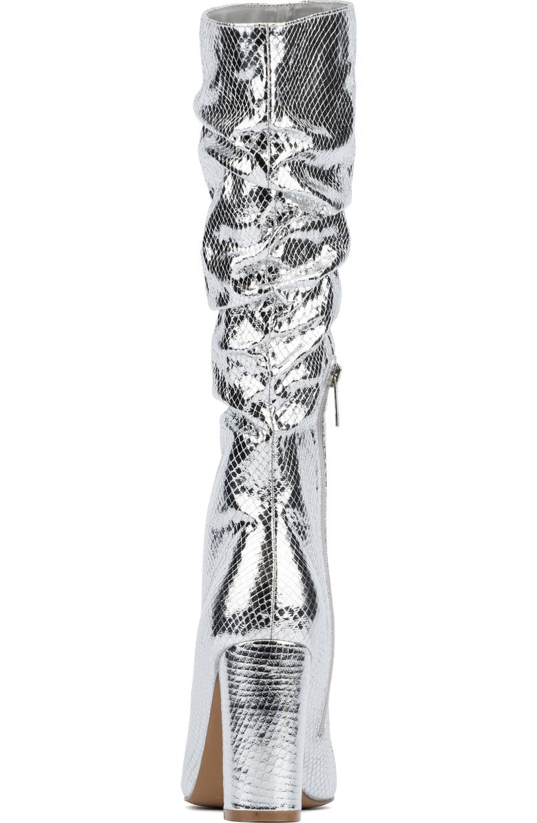 NEW YORK AND COMPANY Earla Ruched Shaft Boot, Alternate, color, Silver Metallic