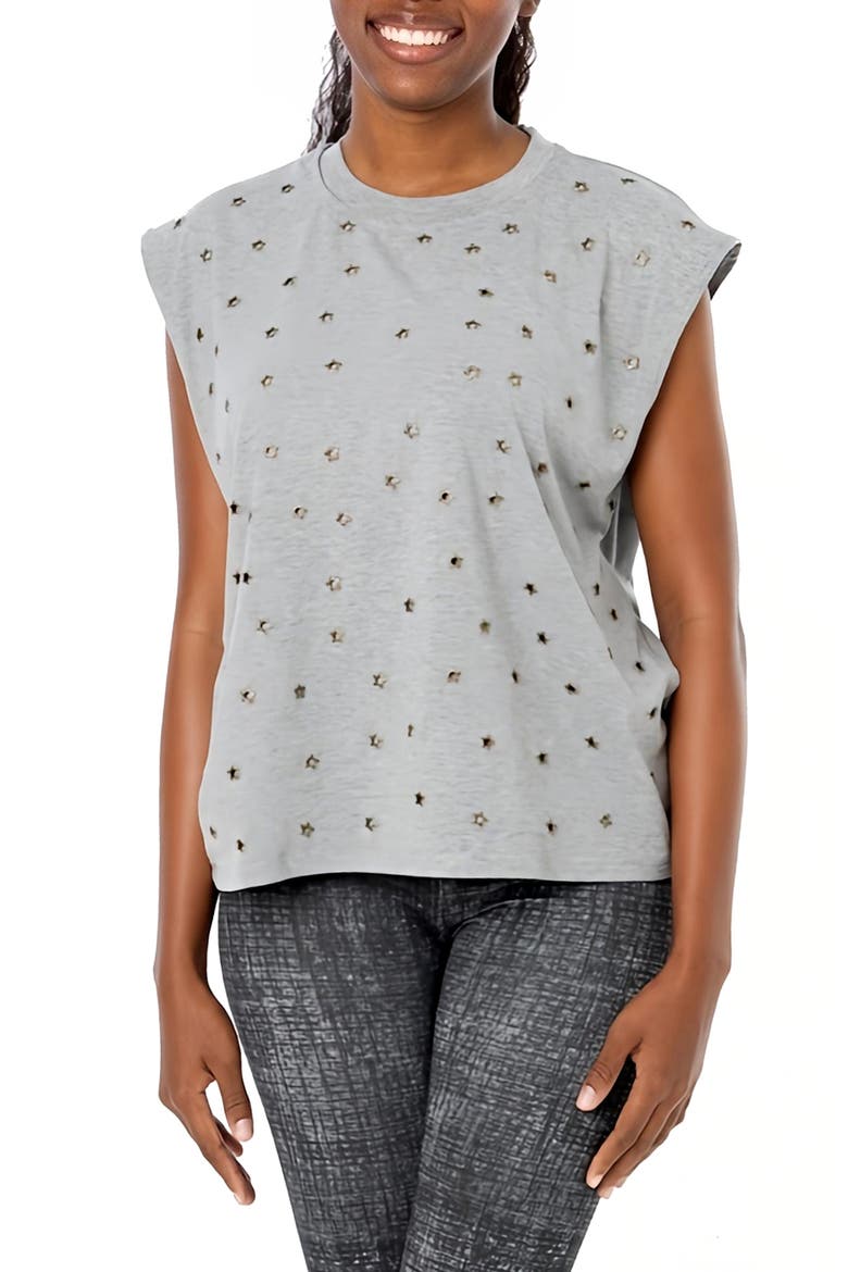 Star Studded Oversize Muscle T-Shirt, Main, color, GREY