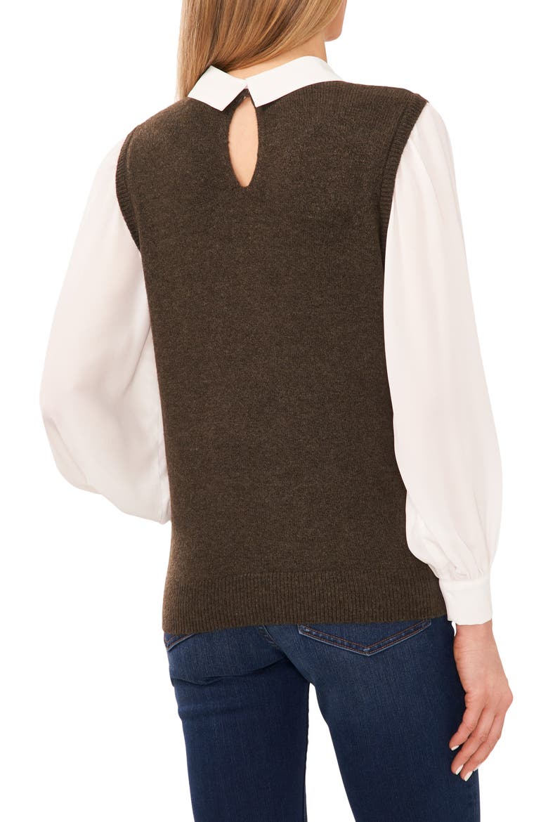Mixed Media Top, Alternate, color, DARK OLIVE