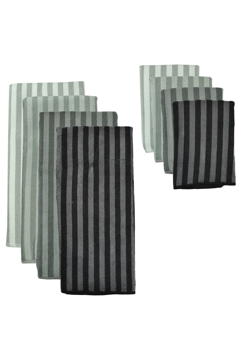 Gray Stripe Microfiber Towel Set/4, Main, color, Gray