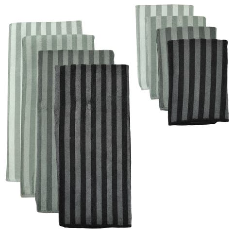 Gray Stripe Microfiber Towel Set/4
