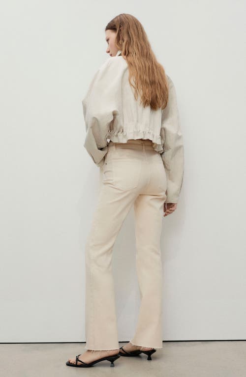 Mango Sienna Raw Hem Crop Flare Jeans In Neutral