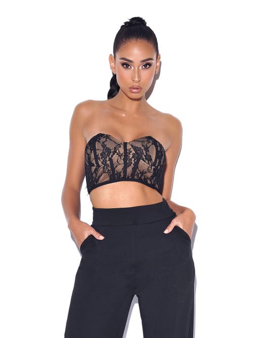 Miss Circle New Romance Bralette Lace Corset Top In Black