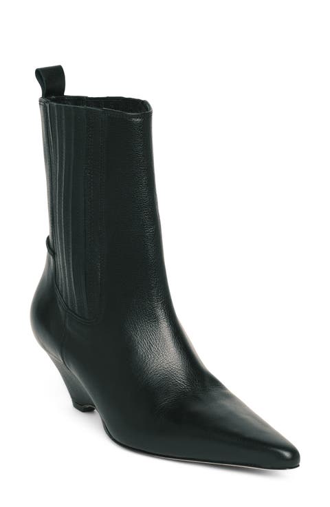 Parker Leather Curved Wedge Chelsea Boot