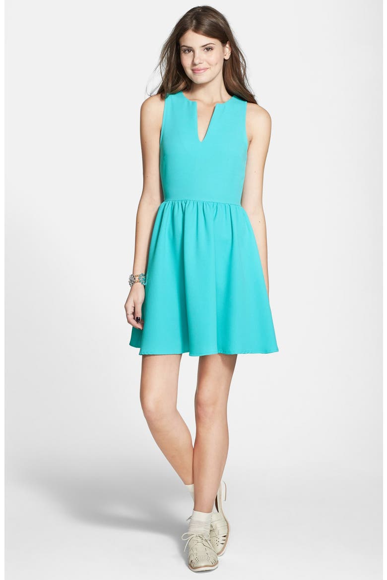 Notch Neck Skater Dress, Alternate, color, JADE