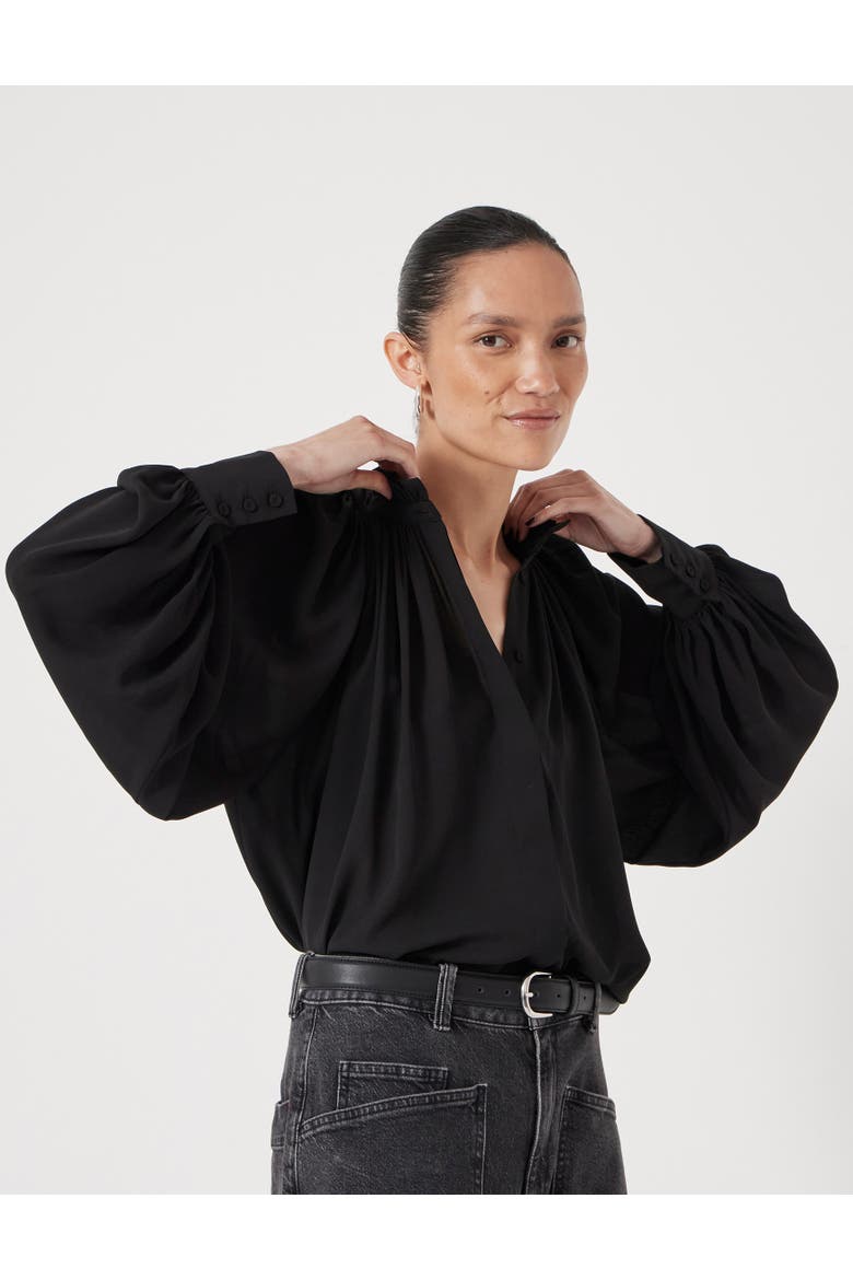 Fleur Floaty Chiffon Blouse, Alternate, color, Black