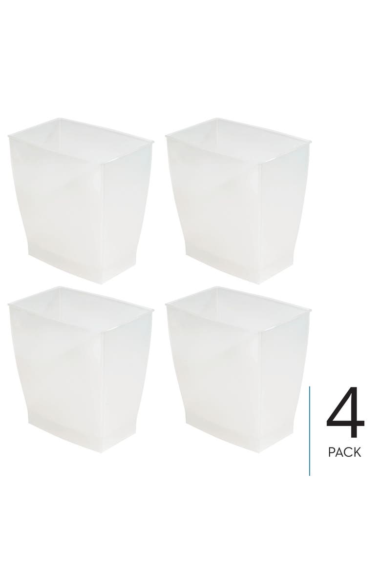 Small Rectangular Bathroom Trash Cans - Set of 4 - Gray, Alternate, color, Frost