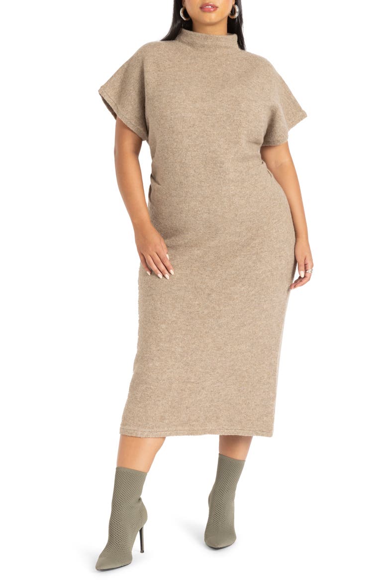 Short Sleeve Sweater Dress, Main, color, CARTOUCHE