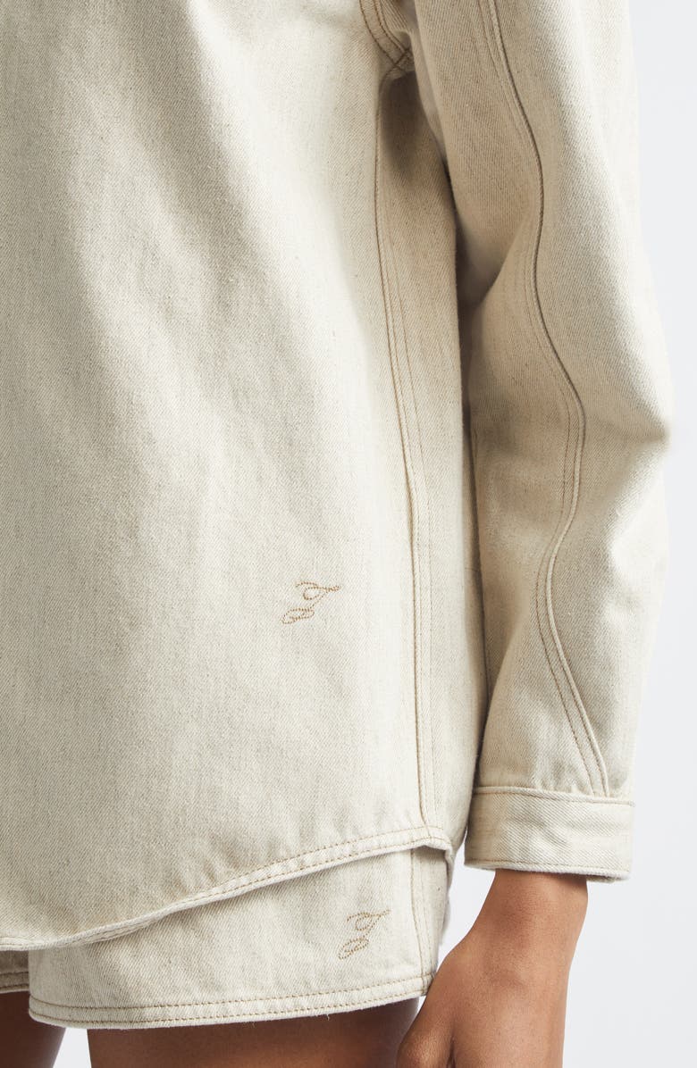 Jacquemus La Chemise Amelo de-Nîmes Denim Snap-Up Shirt, Alternate, color, Light Beige