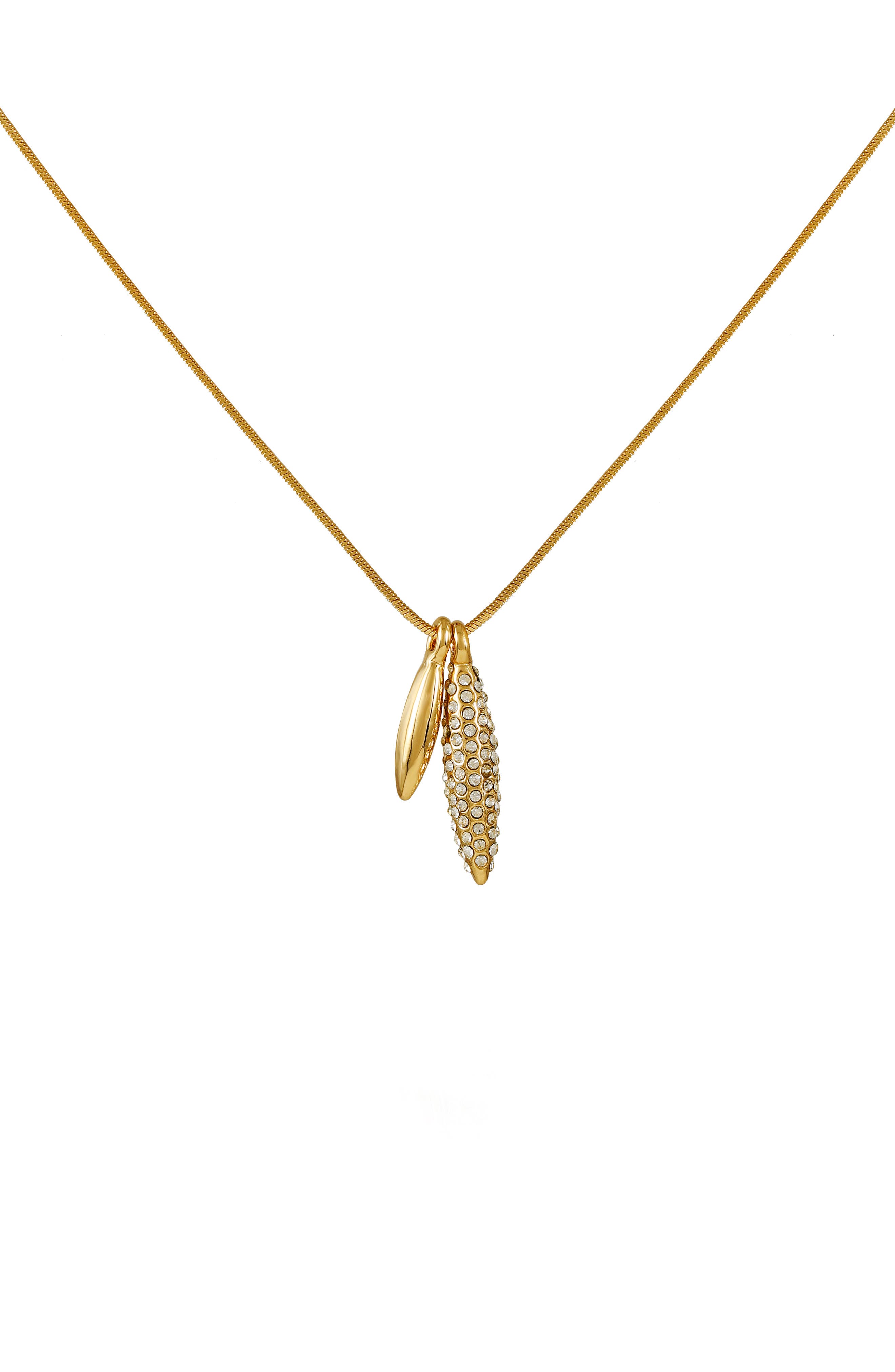 Vince Camuto Crystal Stone Leaf Pendant Necklace