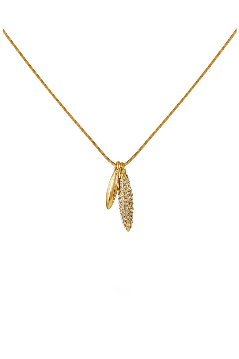 Crystal Stone Leaf Pendant Necklace, Main, color, GOLD