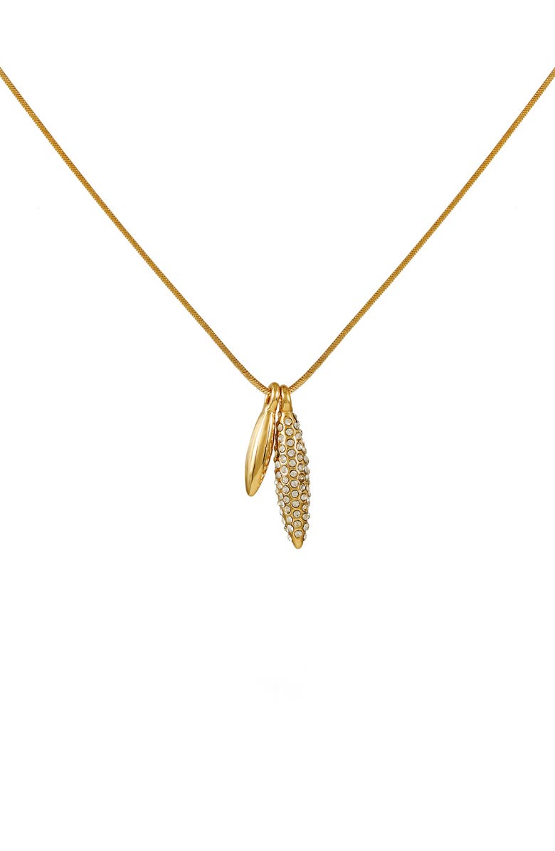 Vince Camuto Crystal Stone Leaf Pendant Necklace, Main, color, Gold