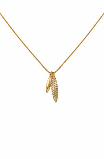 Vince Camuto Crystal Stone Leaf Pendant Necklace