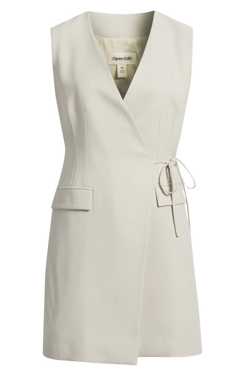 Open Edit Icon Blazer Wrap Dress, Main, color, Beige Pumice