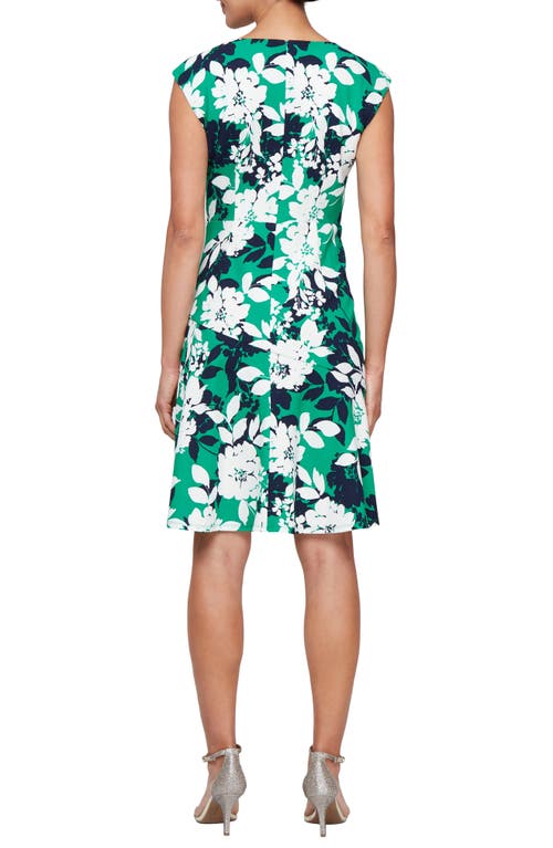 Sl Fashions Notch Neck Flounce Minidress In Green Multi