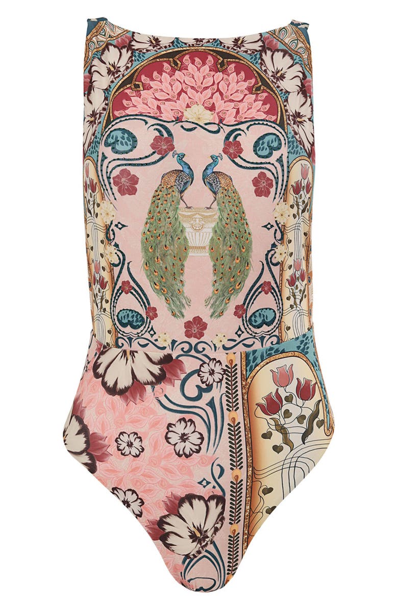 Agua Bendita Domenica Plume One-Piece Swimsuit, Alternate, color, Red