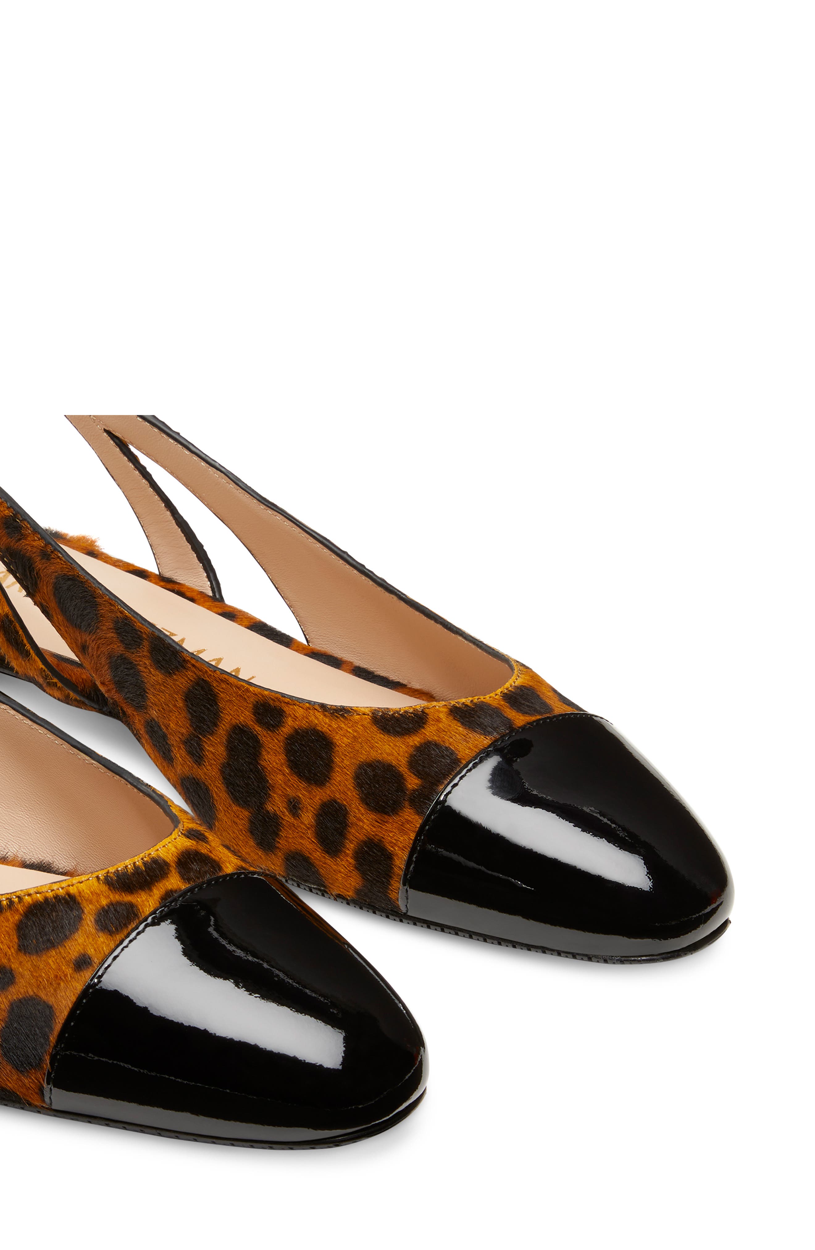 Stuart Weitzman Pearl Genuine Calf Hair Slingback, Alternate, color, Toffee/ Black