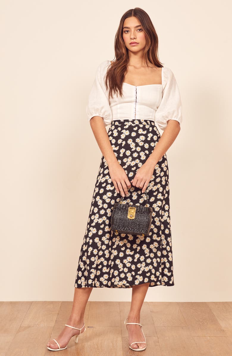 Reformation Romi Puff Sleeve Linen Top, Alternate, color, 