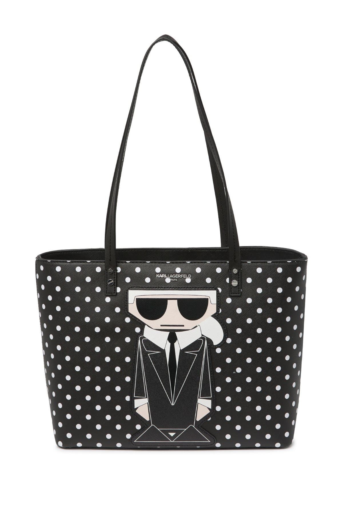 KARL LAGERFELD PARIS Maybelle Leather Printed Tote, Main, color, 