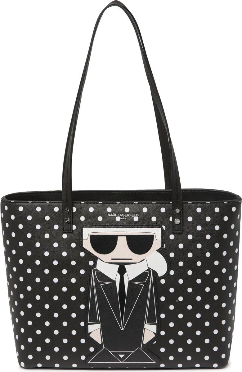 KARL LAGERFELD PARIS Maybelle Leather Printed Tote, Main, color,