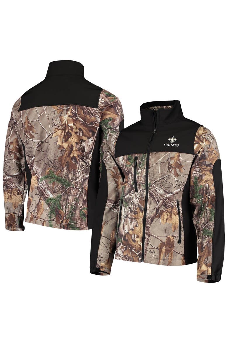 Men's Dunbrooke Realtree Camo/Black New Orleans Saints Circle Hunter Softshell Full-Zip Jacket, Main, color, Realtree Camo
