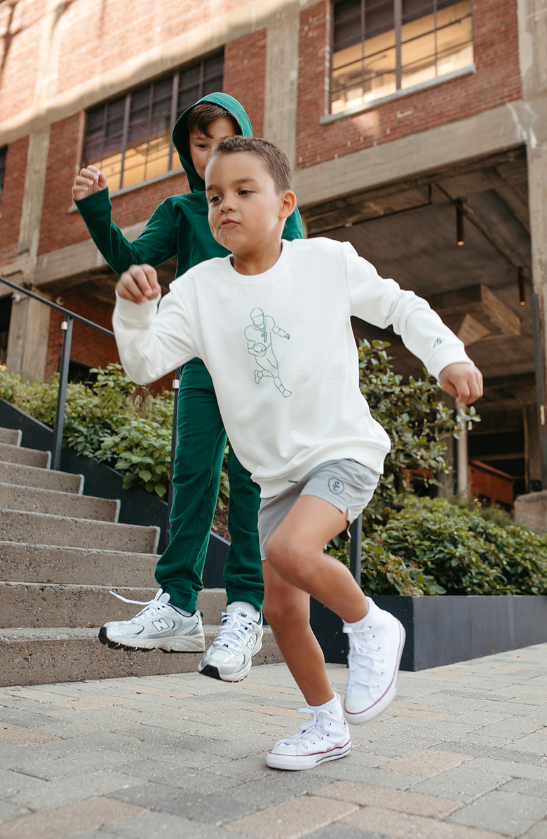 Little Paper Kids Football Fleece Parker Sweatshirt, Alternate, color, Off White