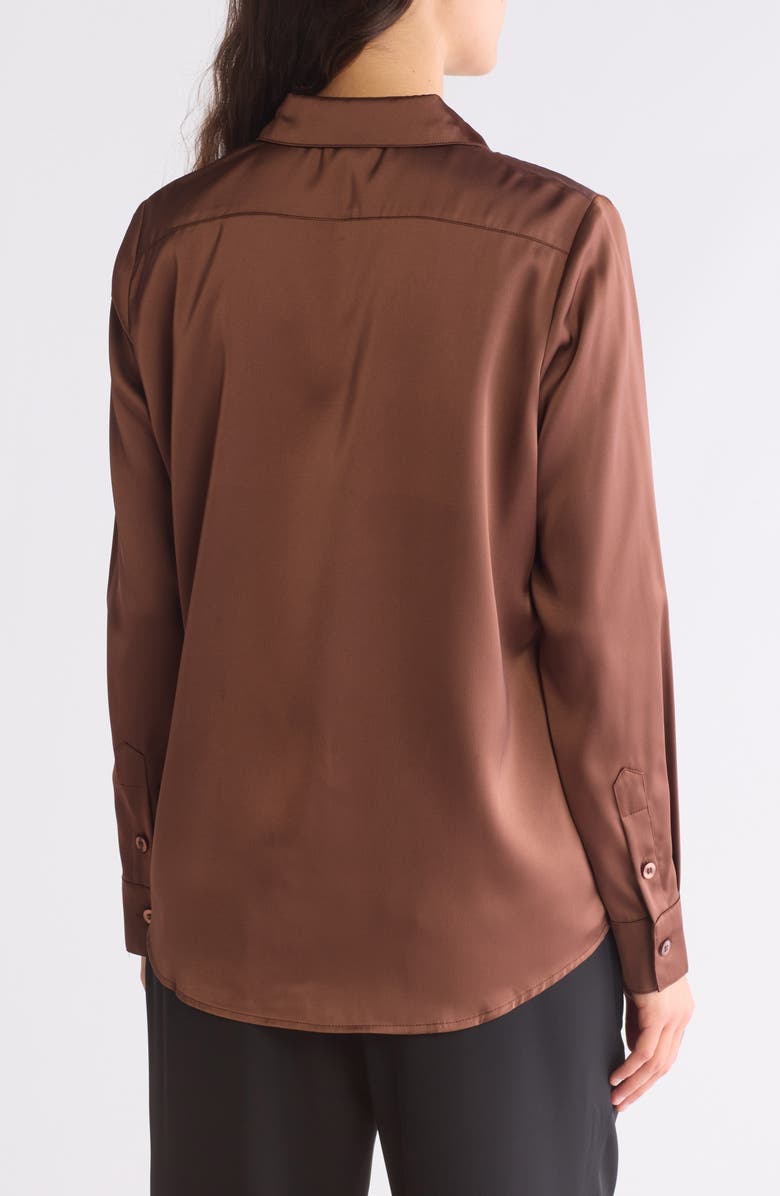 Satin Long Sleeve Button-Up Shirt