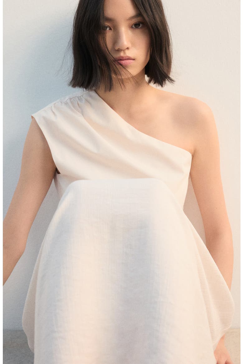 One-Shoulder Drop Waist Cocktail Dress, Alternate, color, ECRU