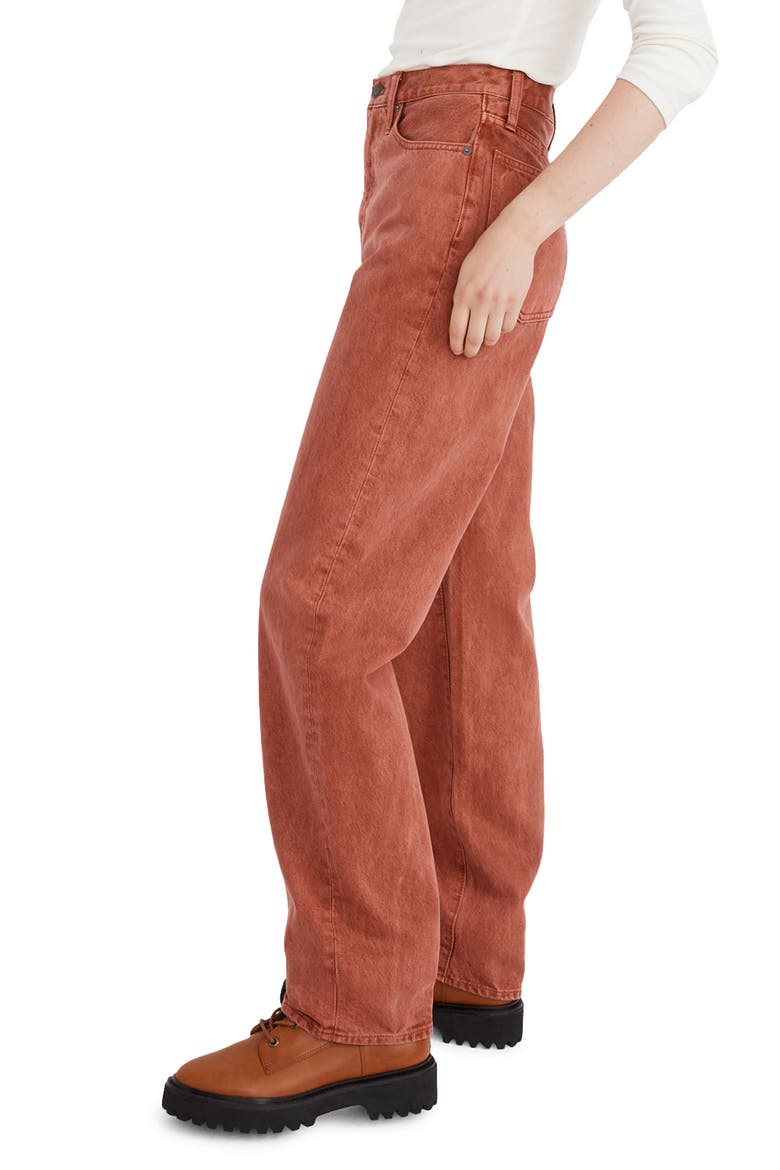 Garment Dye Baggy Straight Jeans, Alternate, color, WEATHERED BRICK