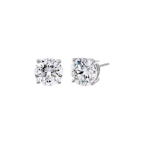 4 Carat Lab Grown Diamond Solitaire Four Prong Stud Earring 14K