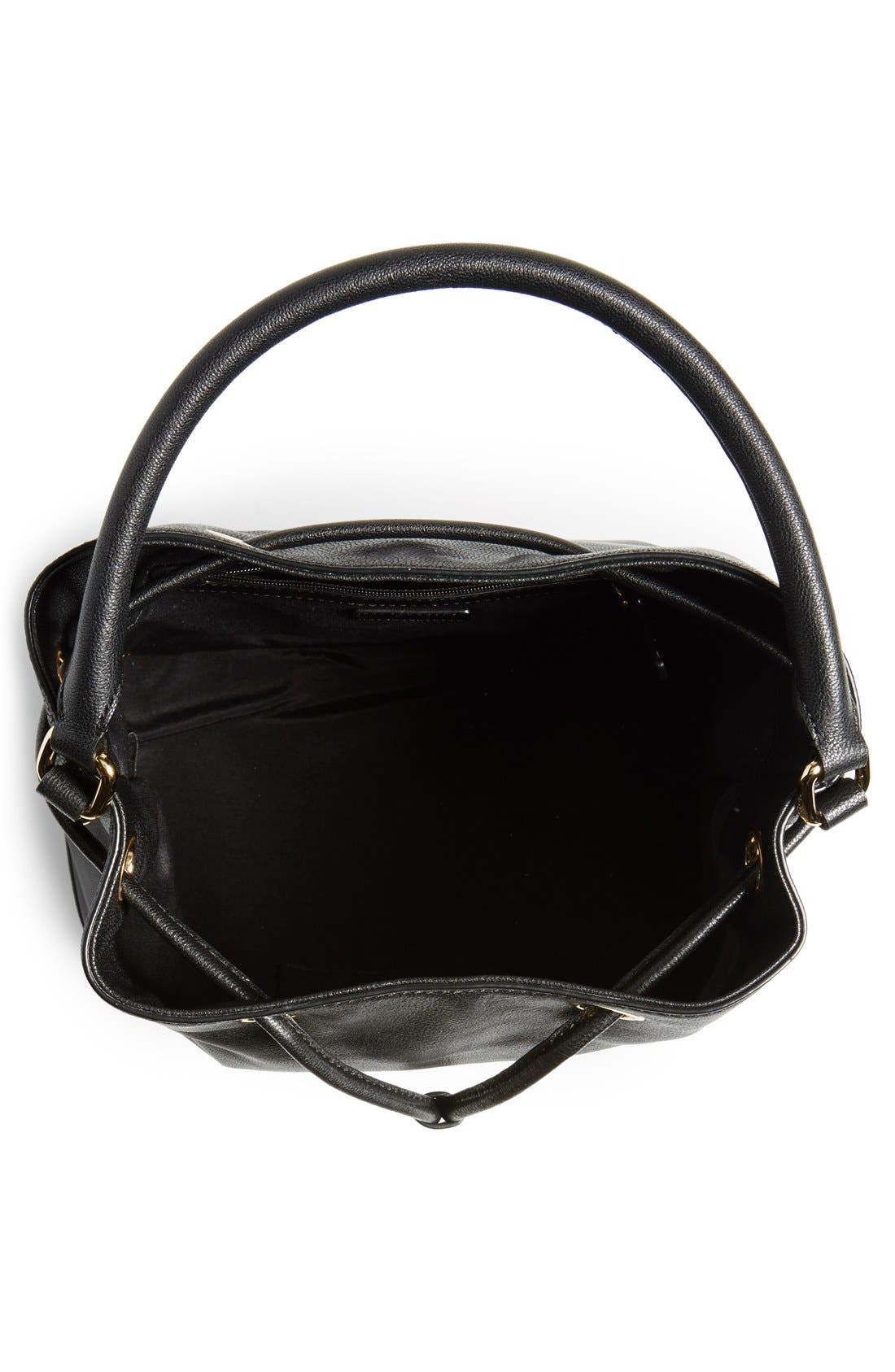 'Riley' Leather Bucket Bag, Alternate, color, BLACK