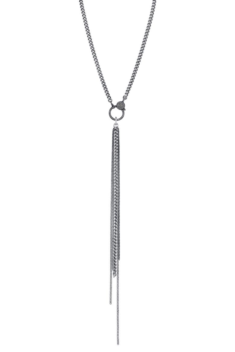 Fringe Pendant Necklace, Main, color, STERLING SILVER