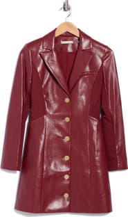 ALICE + OLIVIA Michelle Long Sleeve Faux Leather Mini Blazer Dress