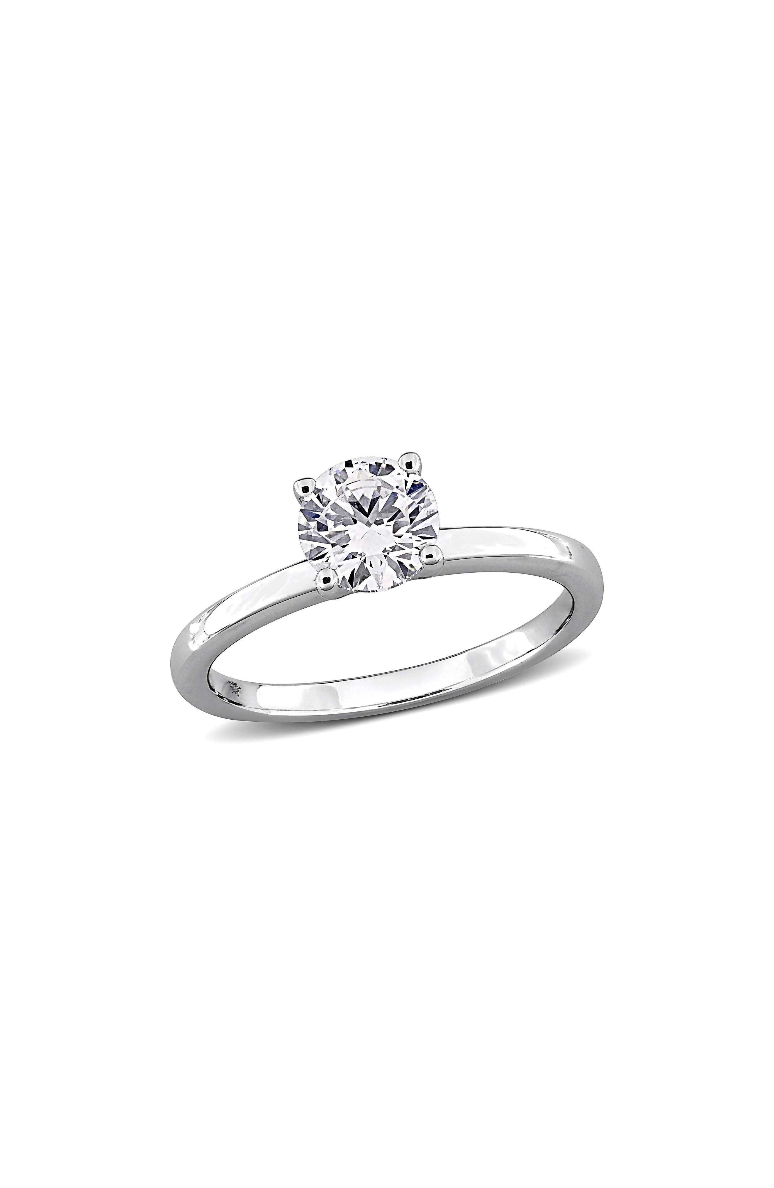 Created Forever 10K White Gold Lab Grown Diamond Solitaire Ring
