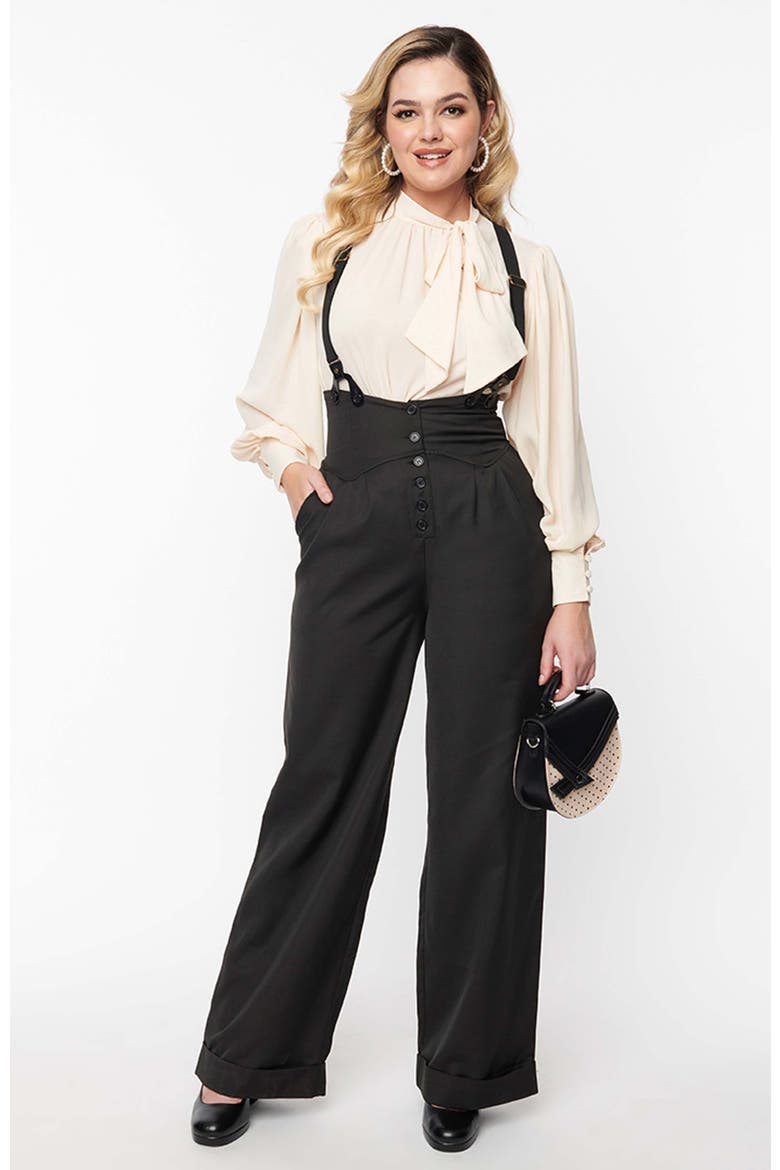 Thelma High Waist Suspender Pants, Main, color, Black